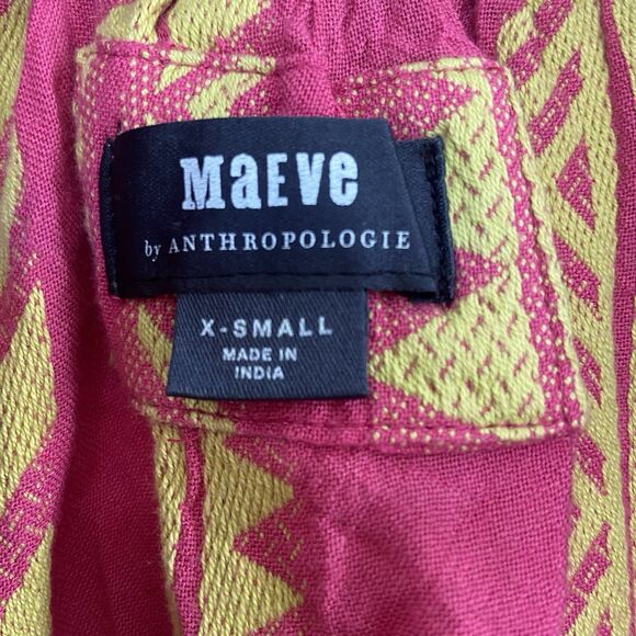 Maeve Anthropologie Dominique Tunic Dress Tassel Tie Neck Pockets Pink Size XS - Picture 6 of 14
